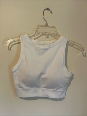 Women's White Ribbed Crop Tank Top